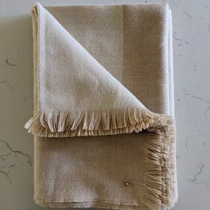 NWOT Cuyana Alpaca Scarf—bi-color half and half beige and cream